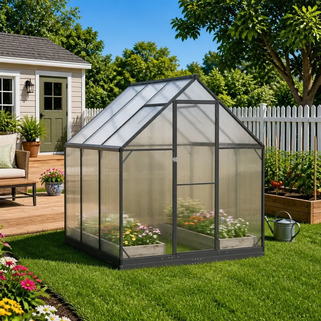 Garden Greenhouse Tunnel Structure Adjustable Height Anthracite 183.5cm