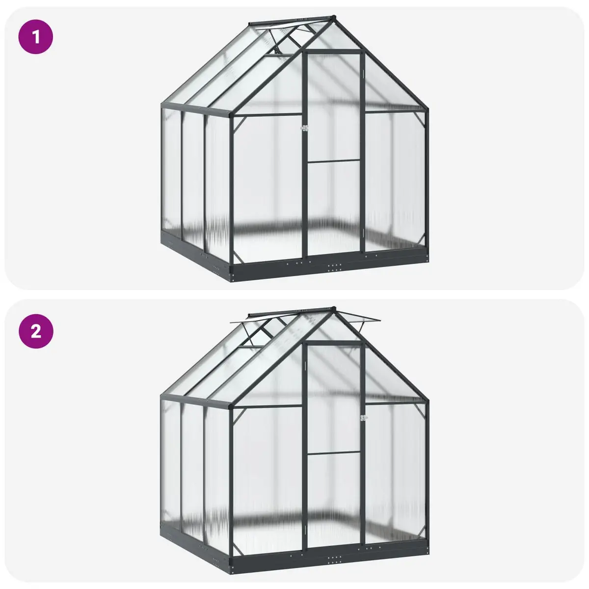 Garden Greenhouse Tunnel Structure Adjustable Height Anthracite 183.5cm