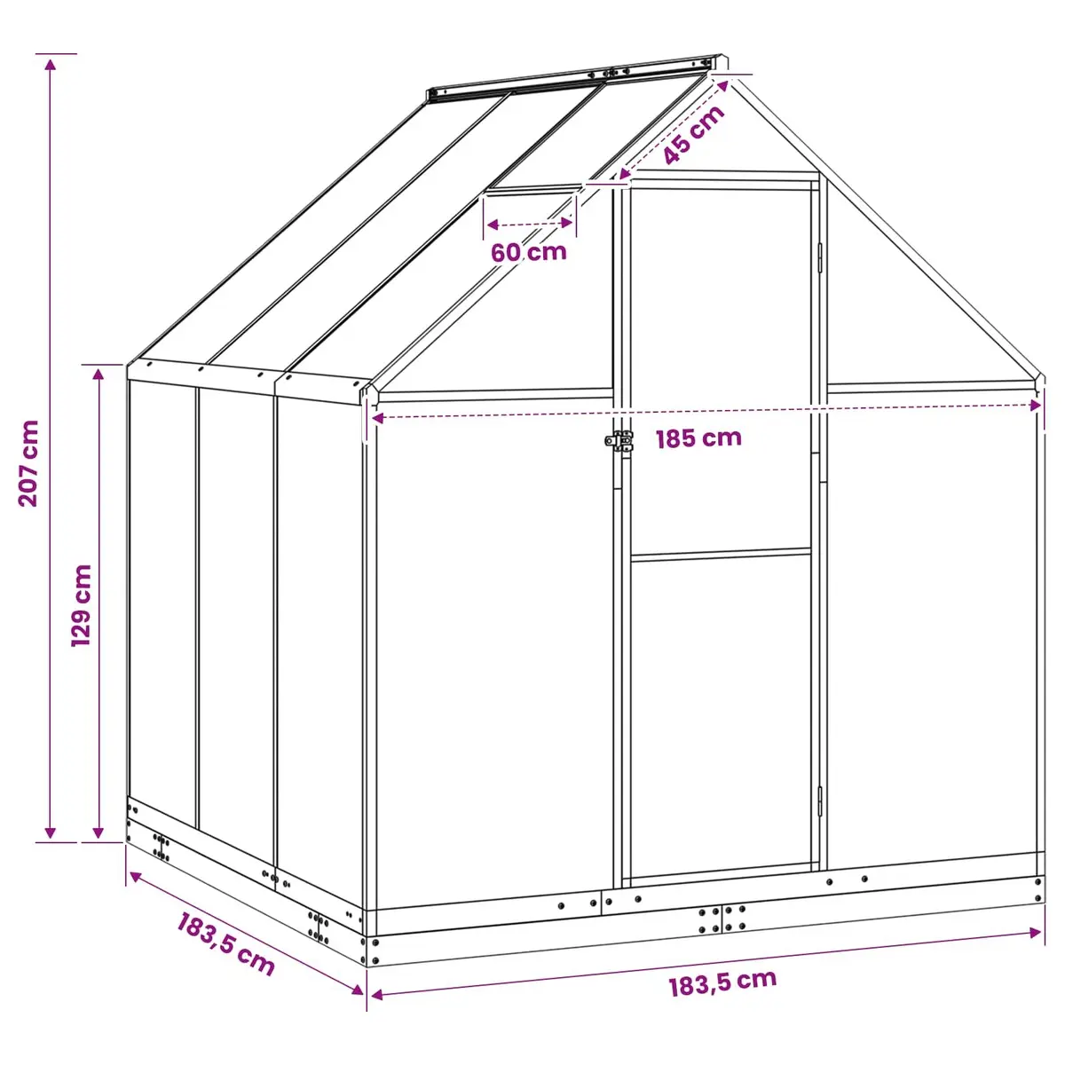 Garden Greenhouse Tunnel Structure Adjustable Height Anthracite 183.5cm