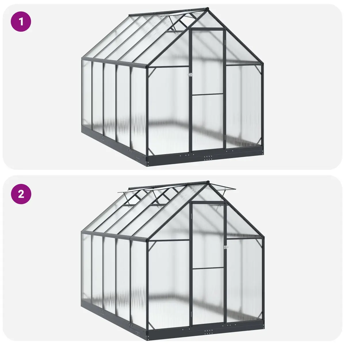 Tunnel Greenhouse for Outdoor Plants Adjustable Height Anthracite