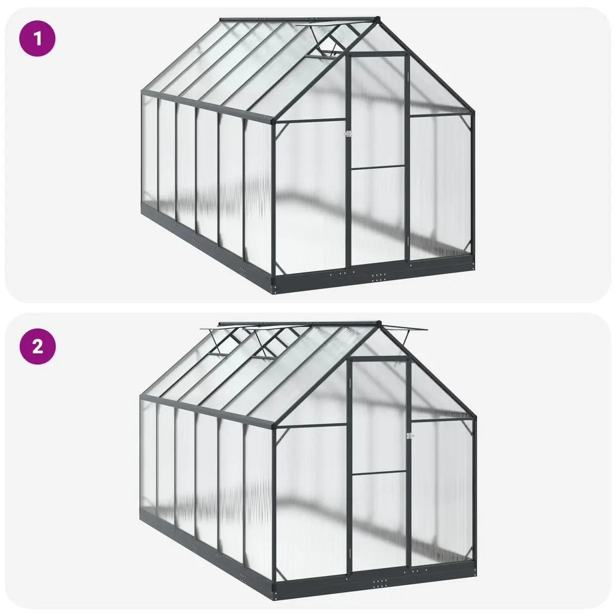 Portable Tunnel Greenhouse Anthracite Adjustable Height for Outdoor Plant Cultivation
