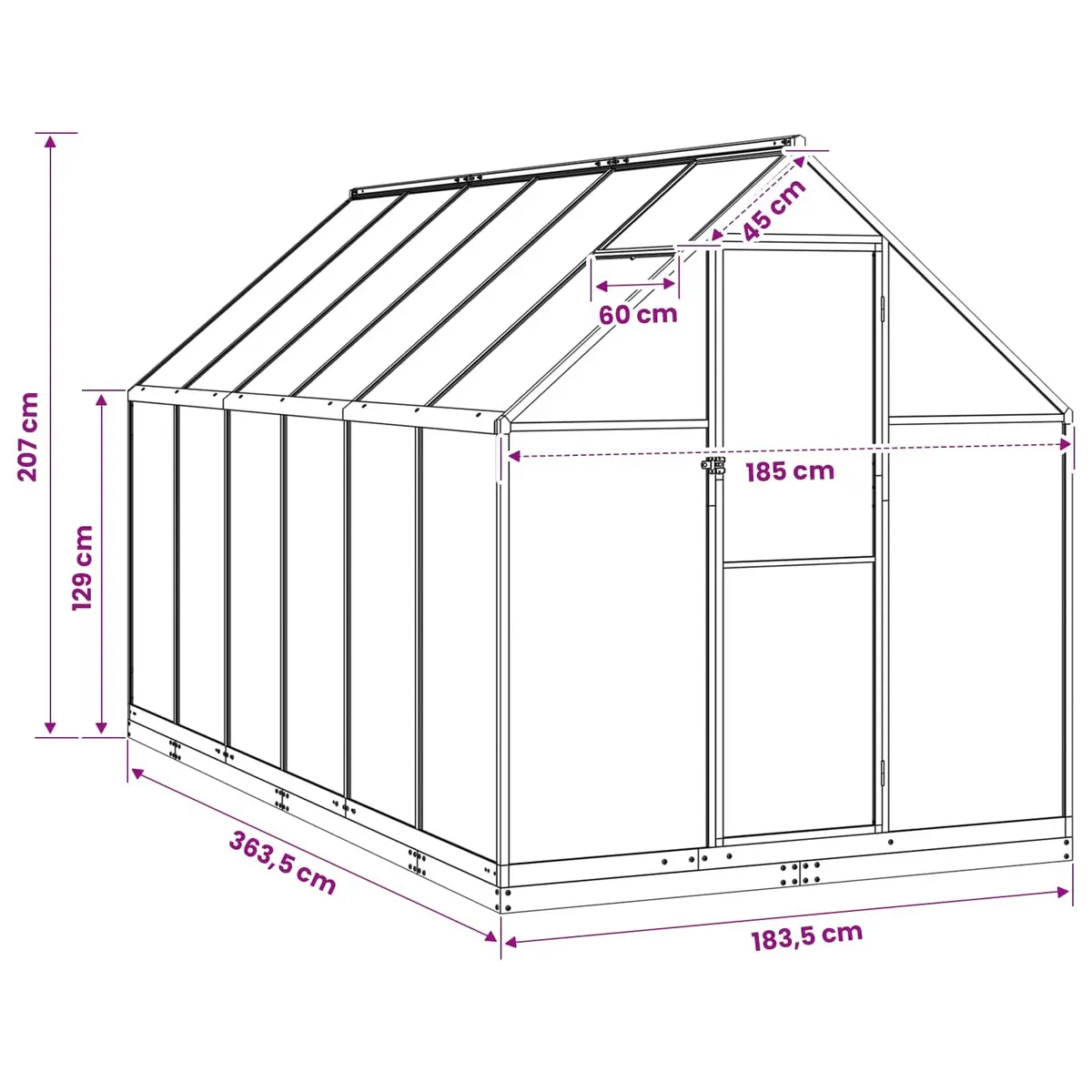 Portable Tunnel Greenhouse Anthracite Adjustable Height for Outdoor Plant Cultivation