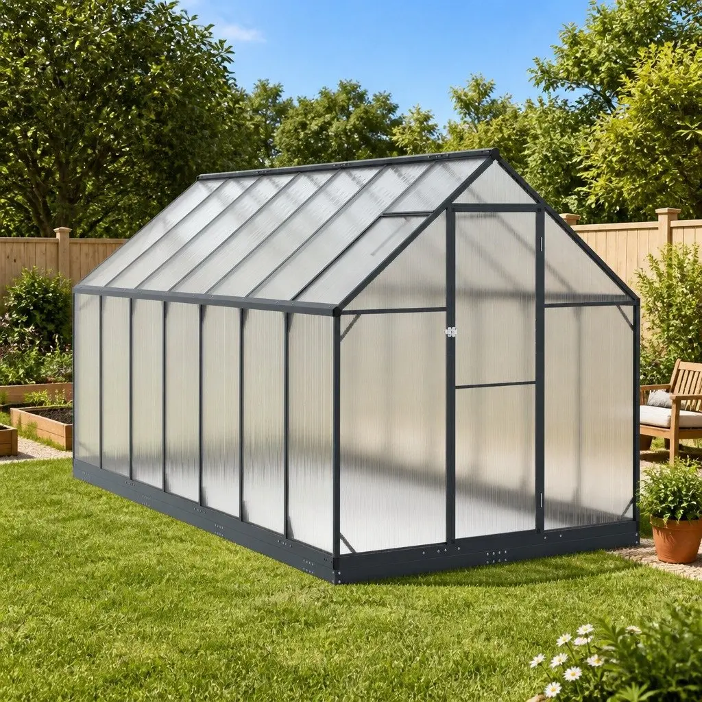 Garden Greenhouse Tunnel Adjustable Height Weather-Resistant Anthracite 183.5 x 423.5 x 207 cm