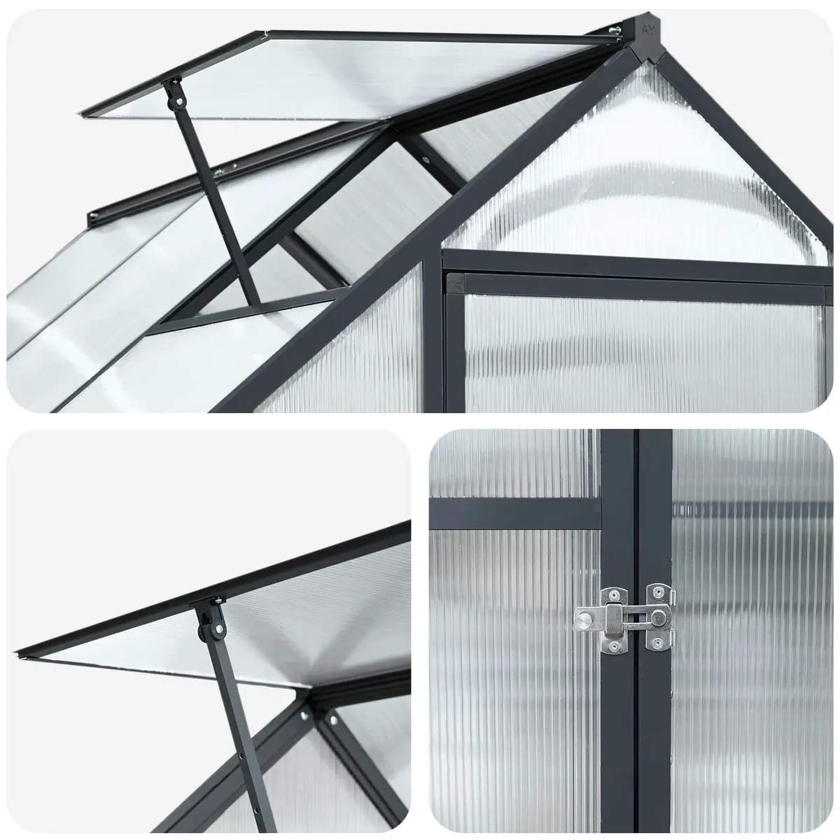 Garden Greenhouse Tunnel Adjustable Height Weather-Resistant Anthracite 183.5 x 423.5 x 207 cm