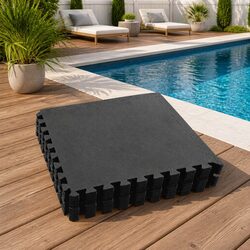 Pool Ground Mat 12 Pieces Black EVA Foam Modular Interlocking Tiles Poolside