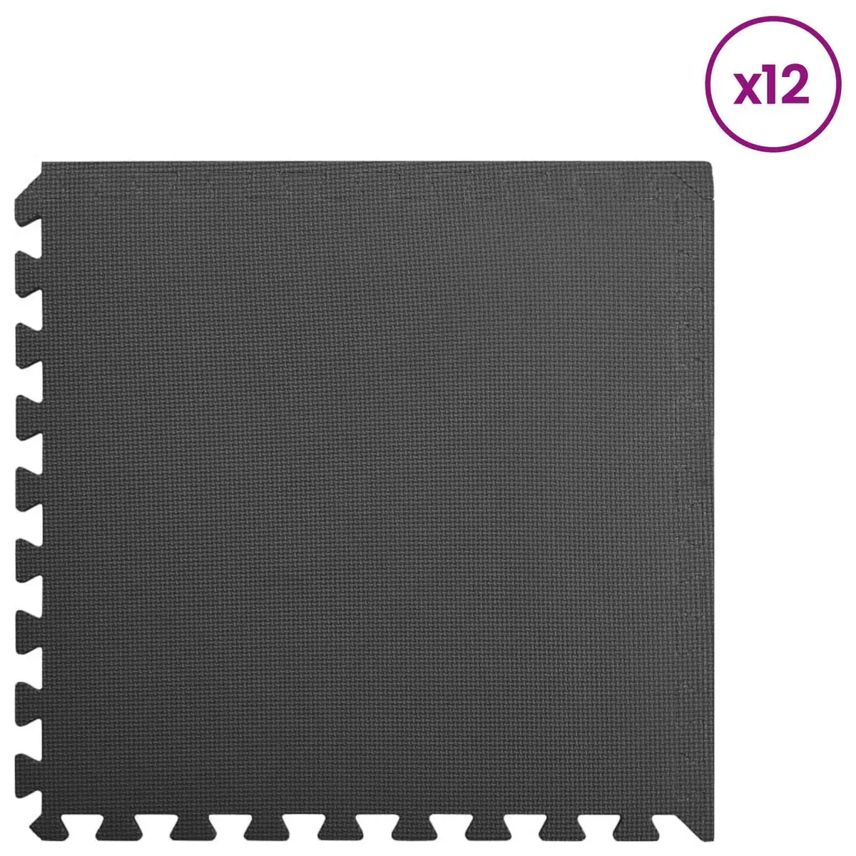 Pool Ground Mat Modular Interlocking Tiles 12 Pieces Black EVA Foam