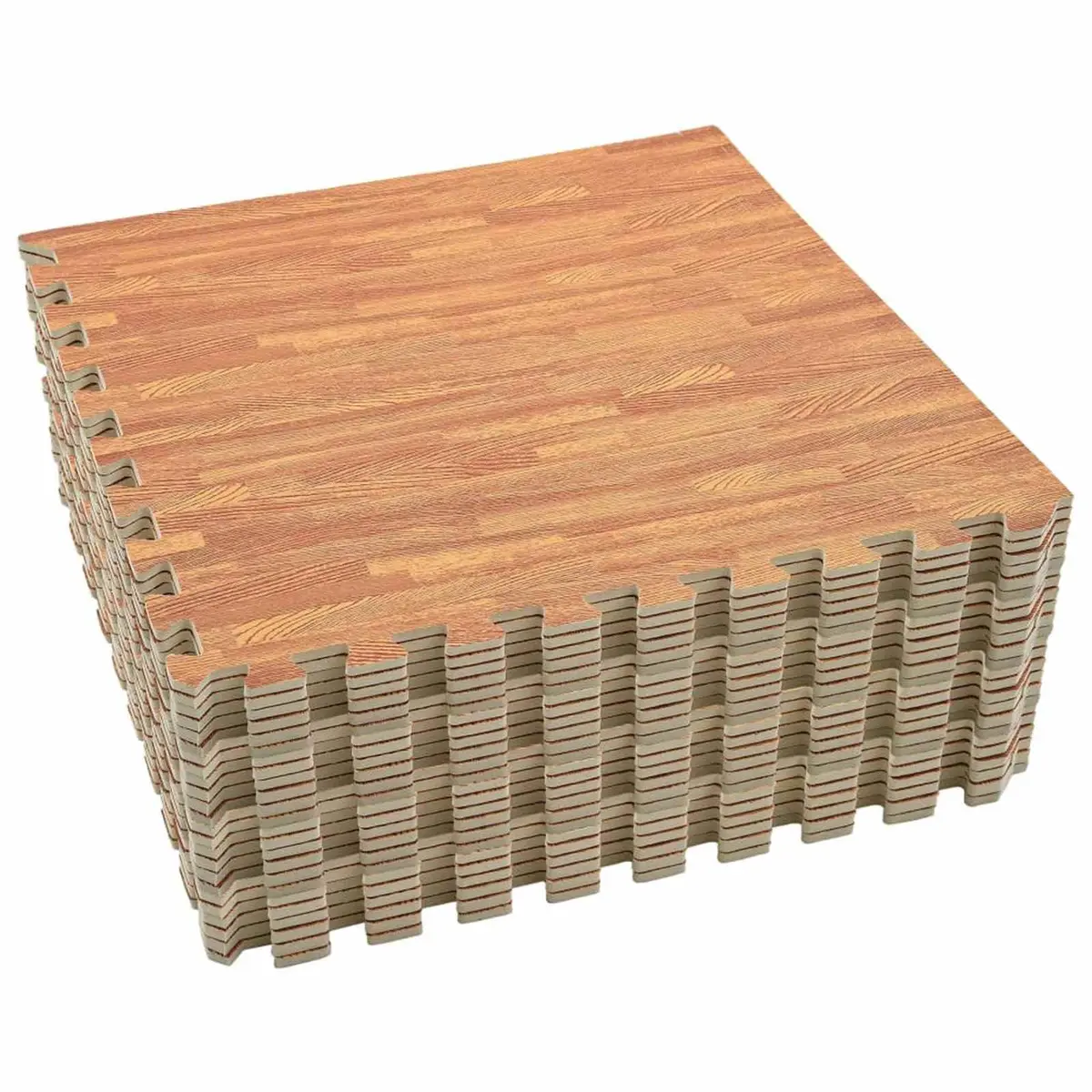 EVA Foam Pool Ground Mat Non-Slip Modular Interlocking Tiles 24 Pieces Brown