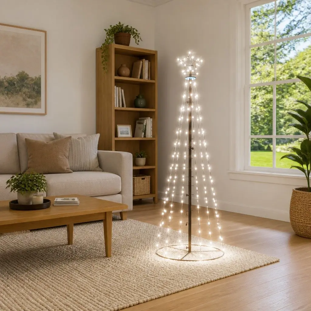 Christmas Cone Tree Cold White 180cm 70cm Indoor Outdoor Holiday Decoration