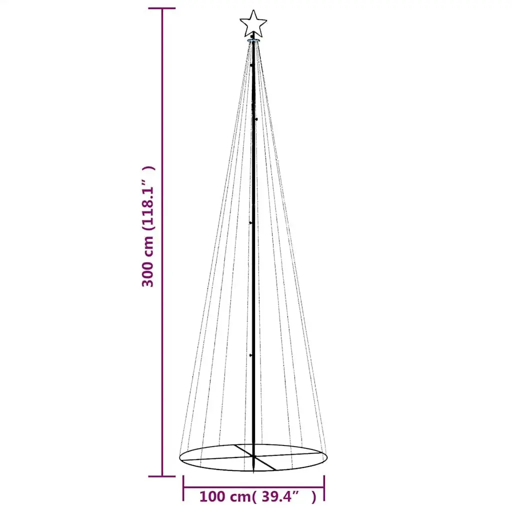 Christmas Cone Tree 300cm 100cm Cold White LED Indoor Outdoor Holiday