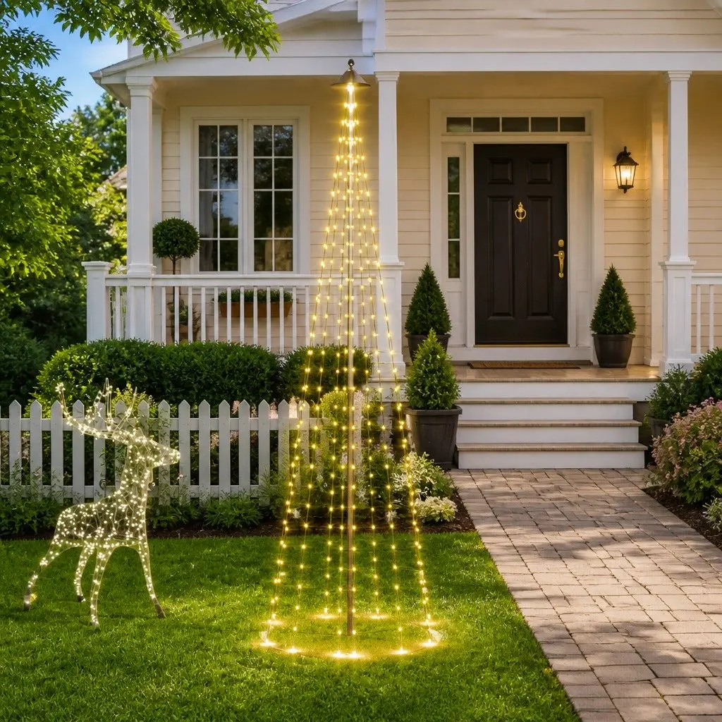 Christmas Tree Flagpole Light 300cm 310 Warm White LEDs Outdoor 8 Effects