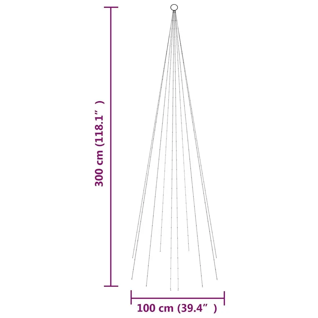 Christmas Tree Light Outdoor 300cm 310 Cold White LEDs 8 Effects
