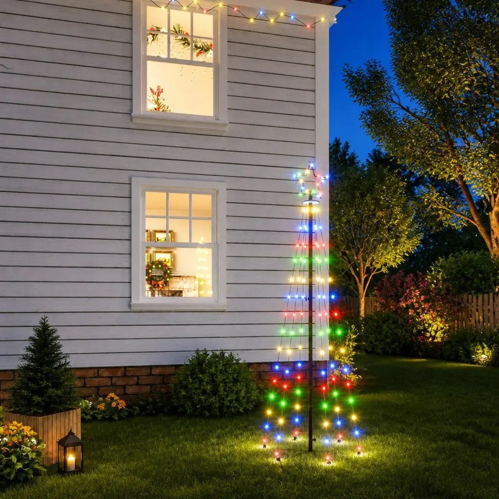 Christmas Tree 180cm Holiday Decoration with 108 Multicolour LEDs and 8 Lighting Effects