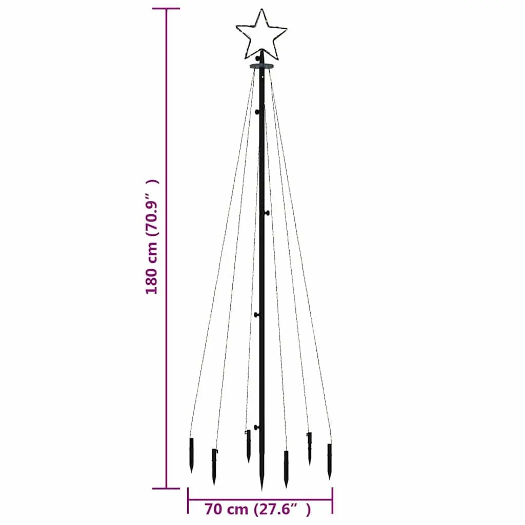 Christmas Tree 180cm Holiday Decoration with 108 Multicolour LEDs and 8 Lighting Effects