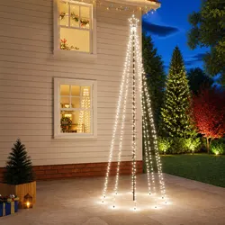 Christmas Tree with Spike 310 Cold White LEDs 300cm Tall Holiday Home Decor