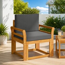 Reliable Outdoor Sectional Sofa Set in Brown Acacia Wood