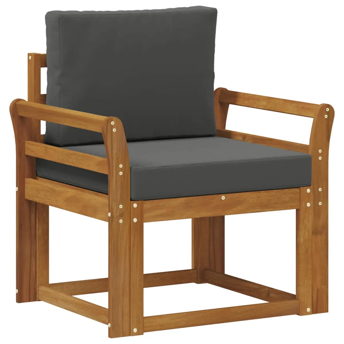 Outdoor Sectional Sofa Set Solid Acacia Wood Polyester Brown Modular Garden Furniture