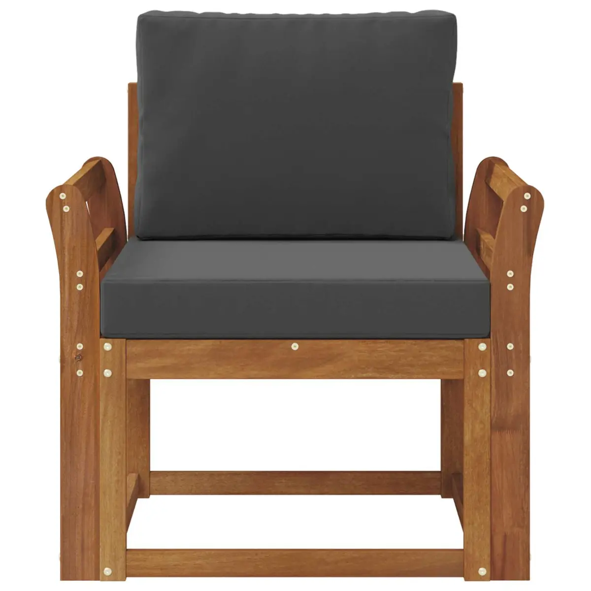 Outdoor Sectional Sofa Set Solid Acacia Wood Polyester Brown Modular Garden Furniture