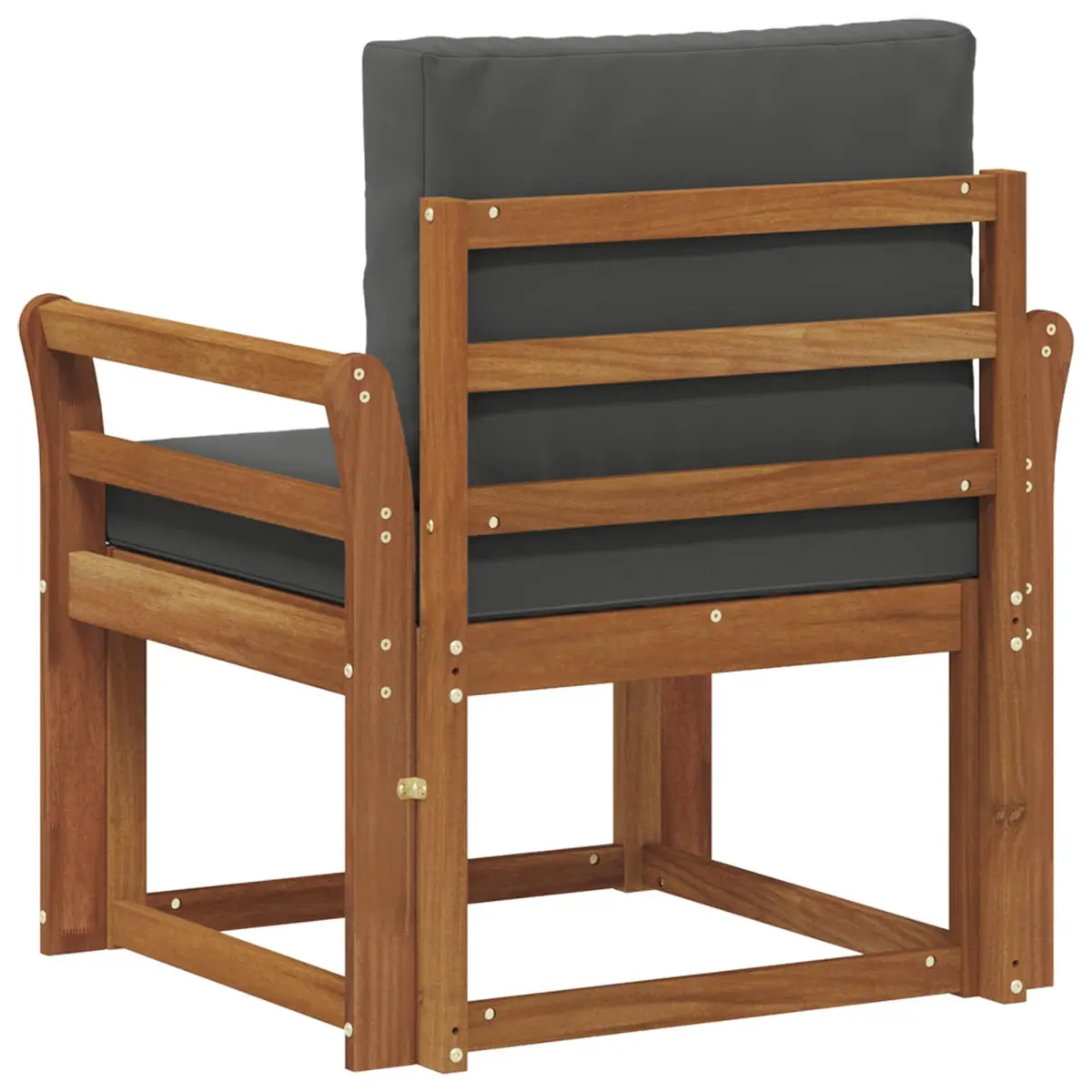 Outdoor Sectional Sofa Set Solid Acacia Wood Polyester Brown Modular Garden Furniture