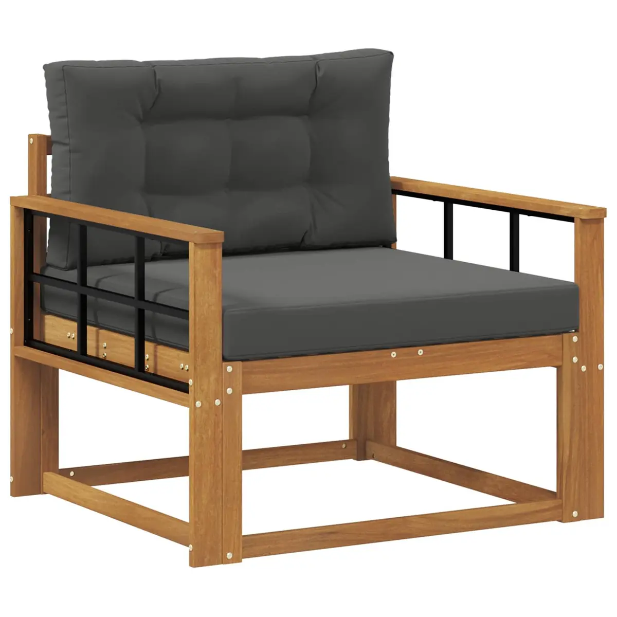 Outdoor Middle Sofa Section Acacia Wood Natural Brown Patio Lounge Furniture