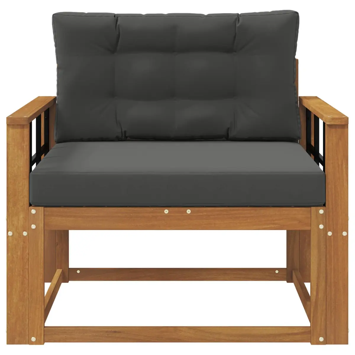 Outdoor Middle Sofa Section Acacia Wood Natural Brown Patio Lounge Furniture
