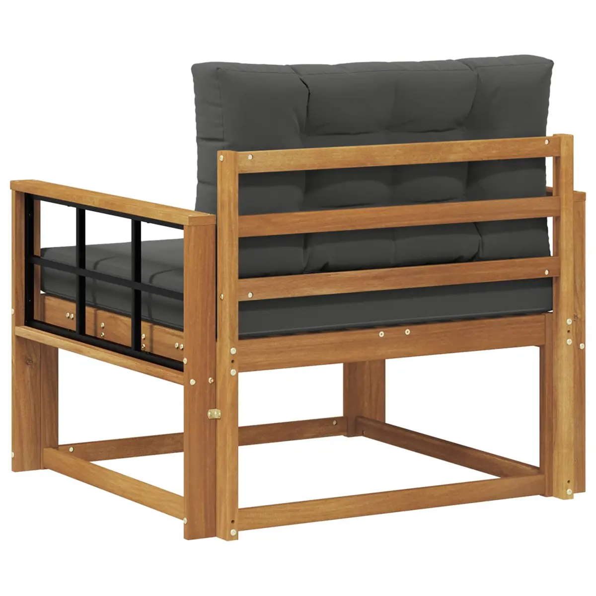 Outdoor Middle Sofa Section Acacia Wood Natural Brown Patio Lounge Furniture