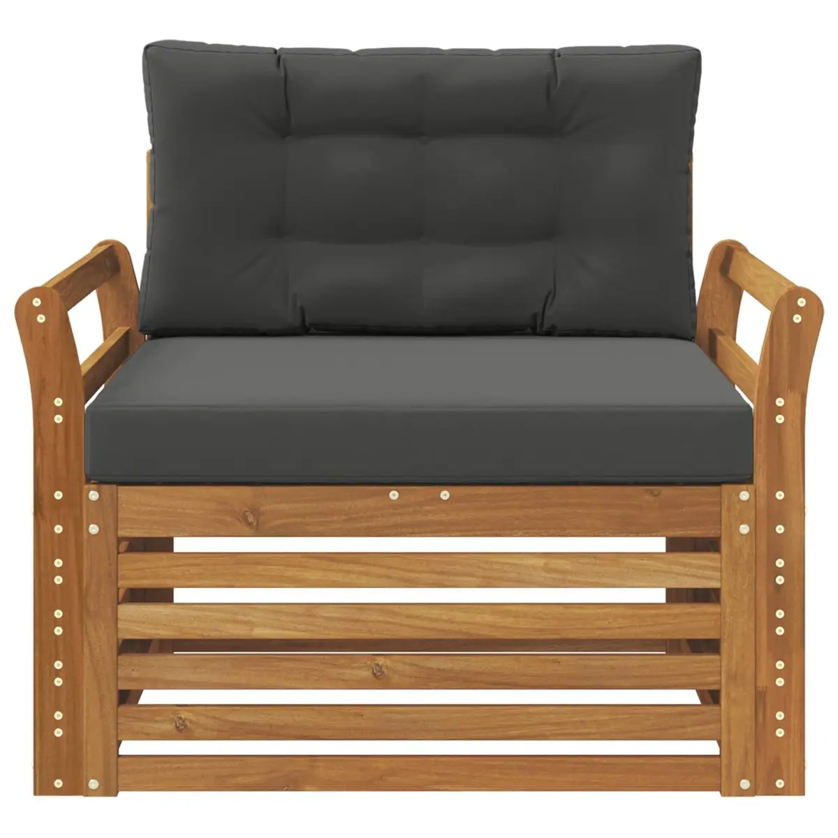 Outdoor Sectional Sofa Set Garden Furniture Brown Solid Wood Modular Seating