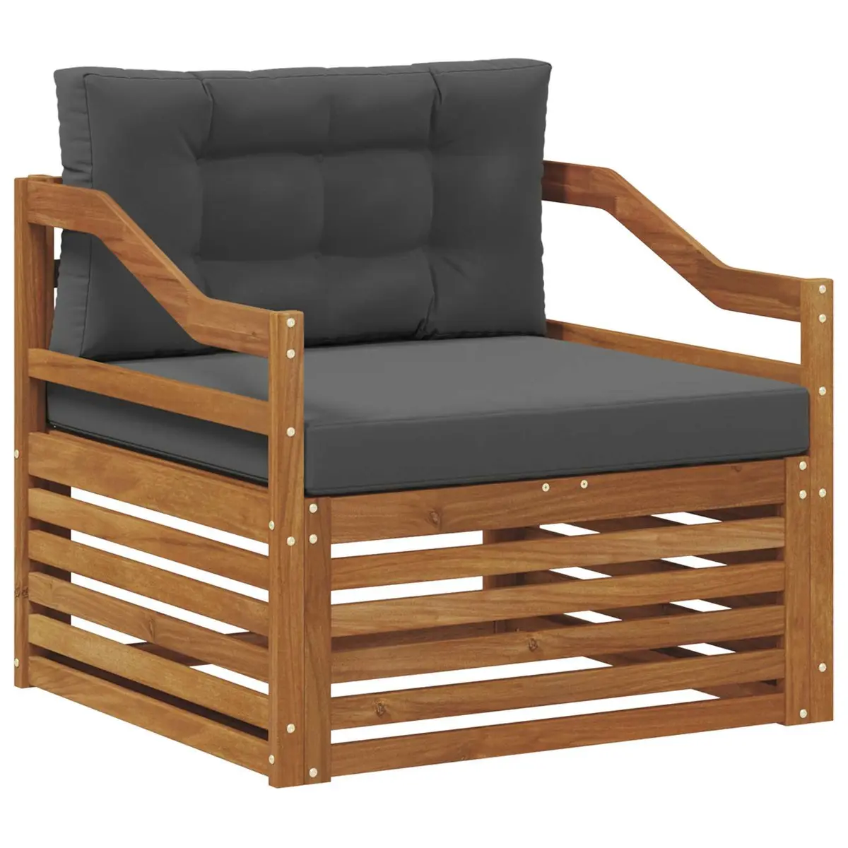 Outdoor Sectional Sofa Set Solid Acacia Wood Brown Garden Patio Furniture