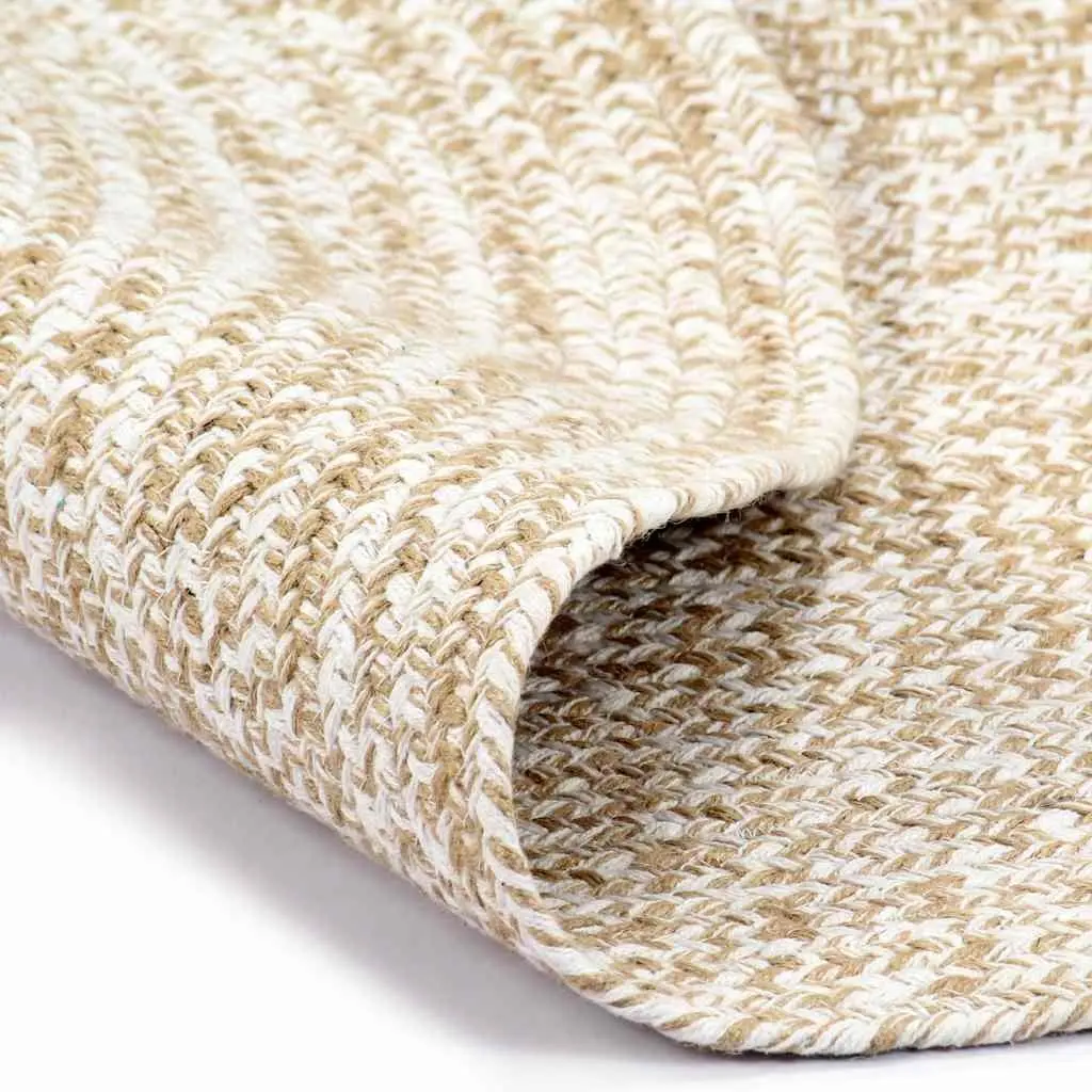 Handmade Jute Area Rug Natural Rustic 180cm White Brown