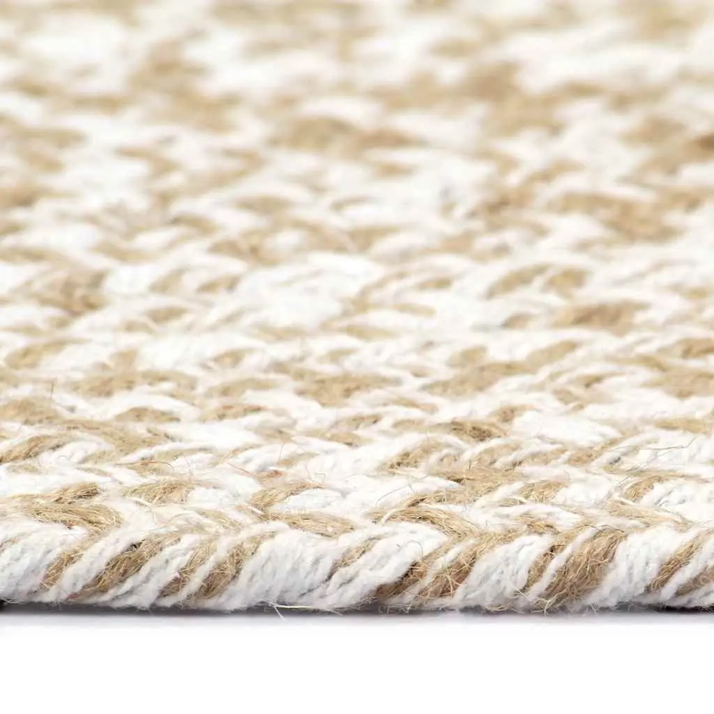 Handmade Jute Area Rug Natural Rustic 180cm White Brown