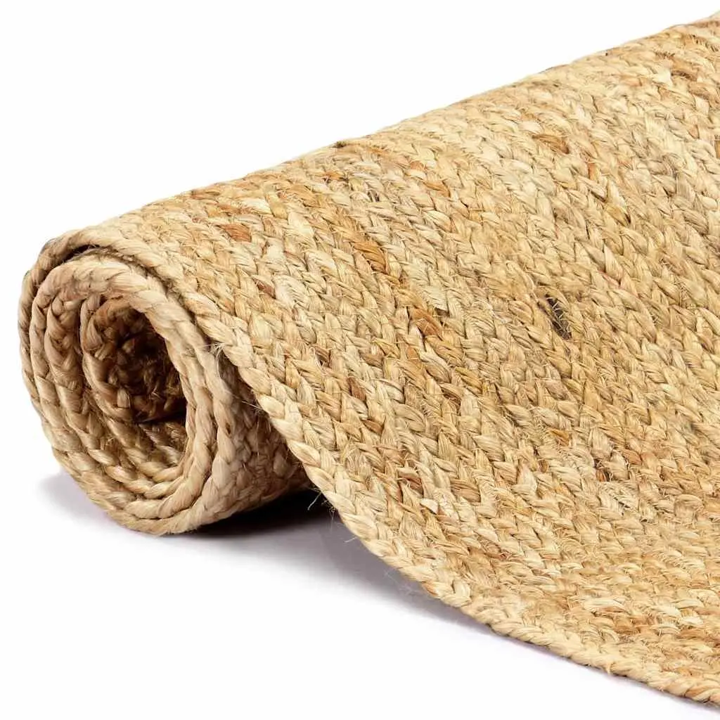 Jute Area Rug Handmade 200x300 cm Brown Natural Braided Floor Mat Home Decor