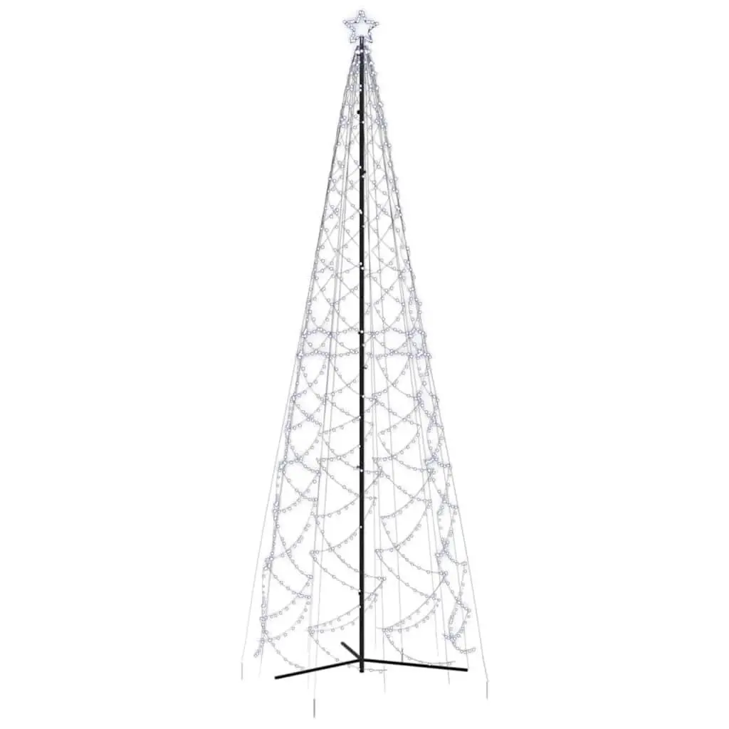 Christmas Cone Tree 500cm Tall 160cm Wide 1400 Cold White LEDs 8 Lighting Modes