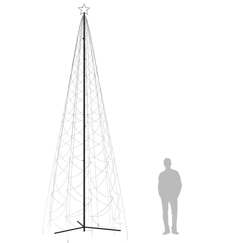 Christmas Cone Tree 500cm Tall 160cm Wide 1400 Cold White LEDs 8 Lighting Modes