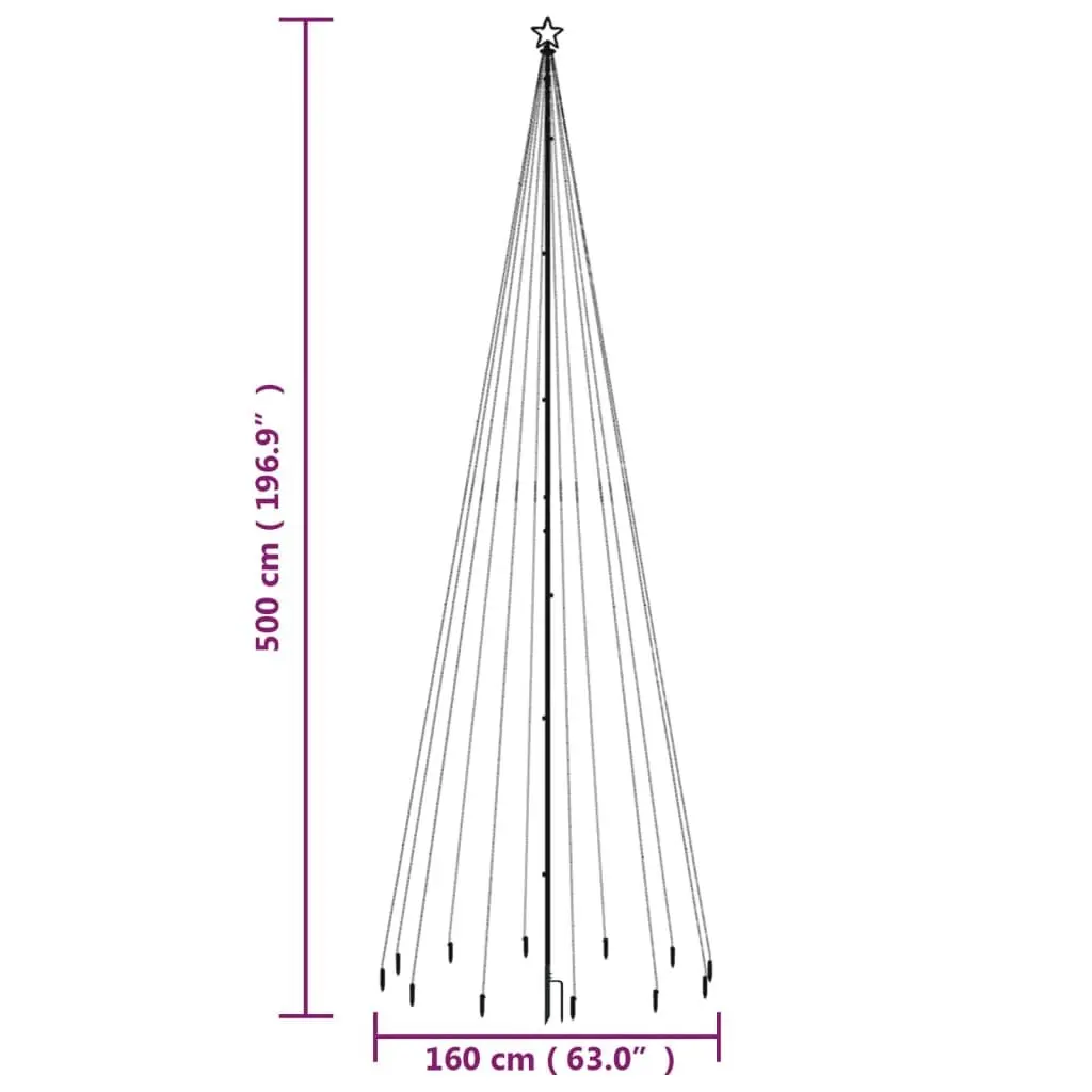 Christmas Tree Holiday Decoration 500cm White with 732 Warm White LEDs and 8 Light Effects