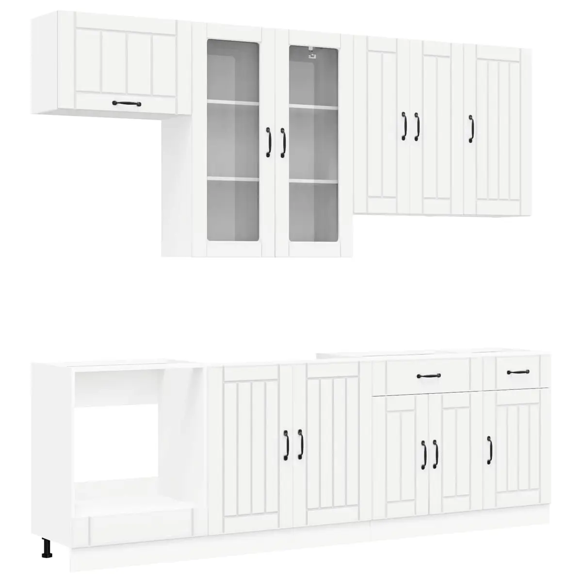 Kitchen Cabinet Storage Unit 8 Piece White Engineered Wood Set