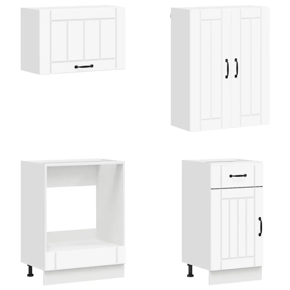 Kitchen Cabinet Storage Unit 8 Piece White Engineered Wood Set