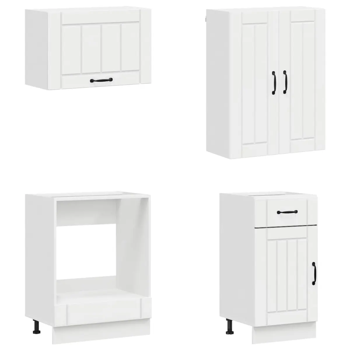 Kitchen Unit 8 pcs High Gloss White Engineered Wood Cabinet Storage Furniture