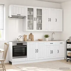 Reliable 8 Piece High Gloss White Kitchen Cabinet Set