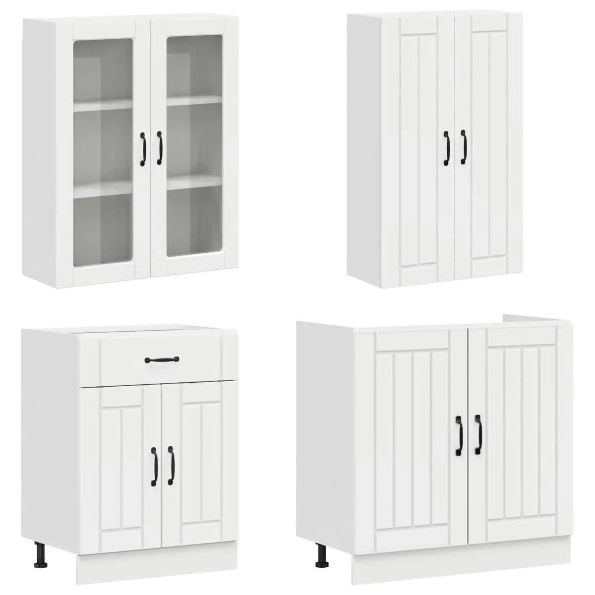 8 Piece High Gloss White Kitchen Cabinet Set
