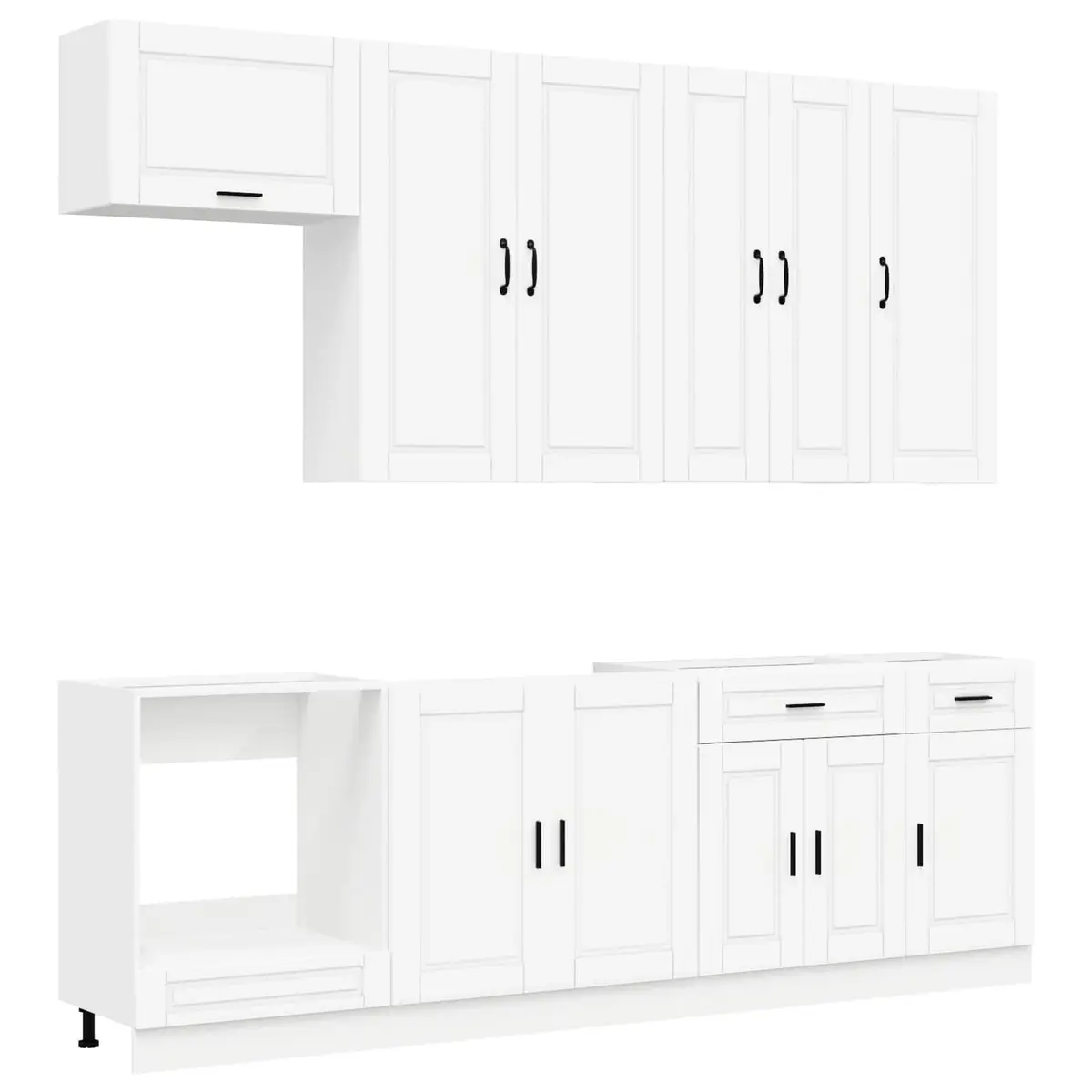 Kitchen Unit Storage Cabinet 8 Piece White Engineered Wood