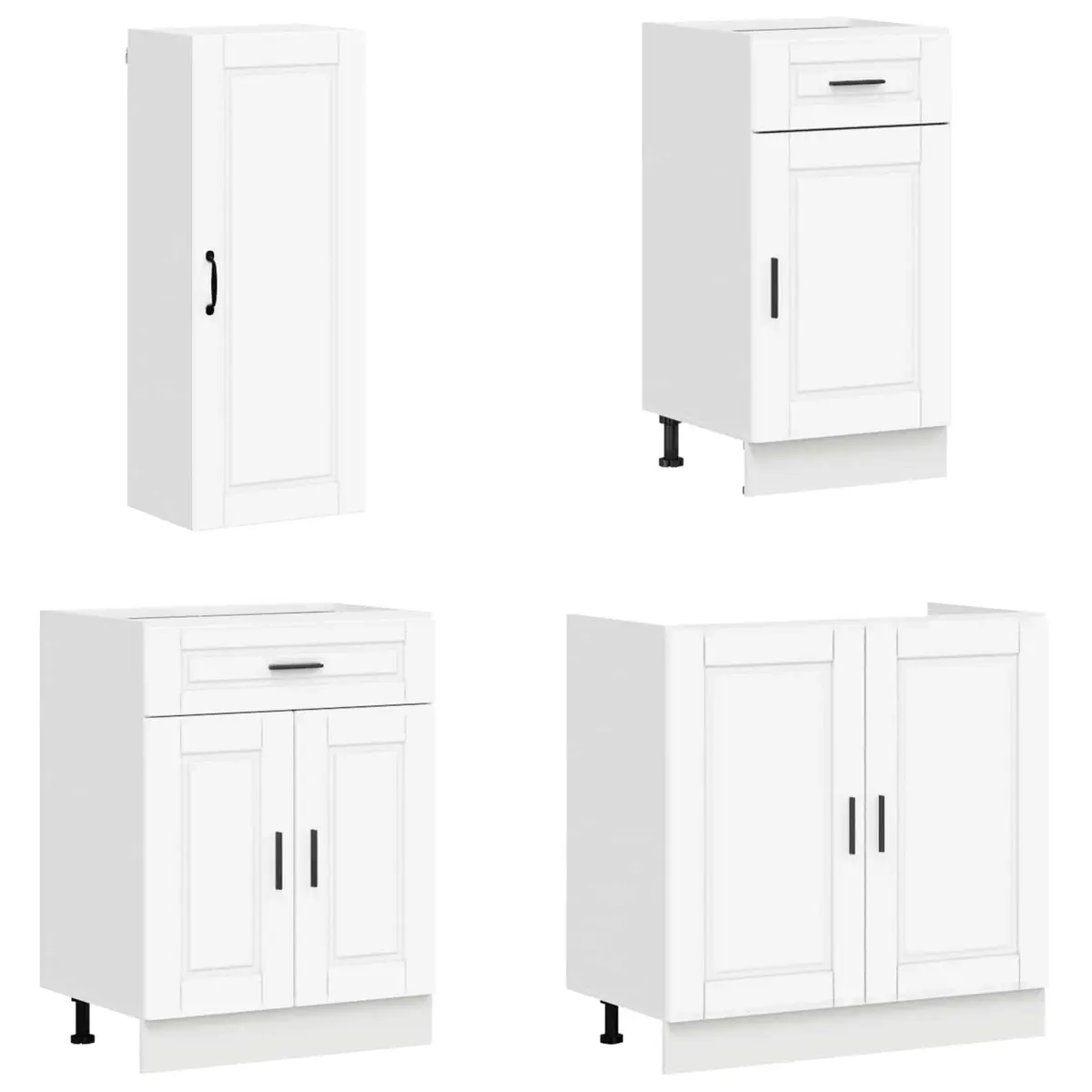 Kitchen Unit Storage Cabinet 8 Piece White Engineered Wood