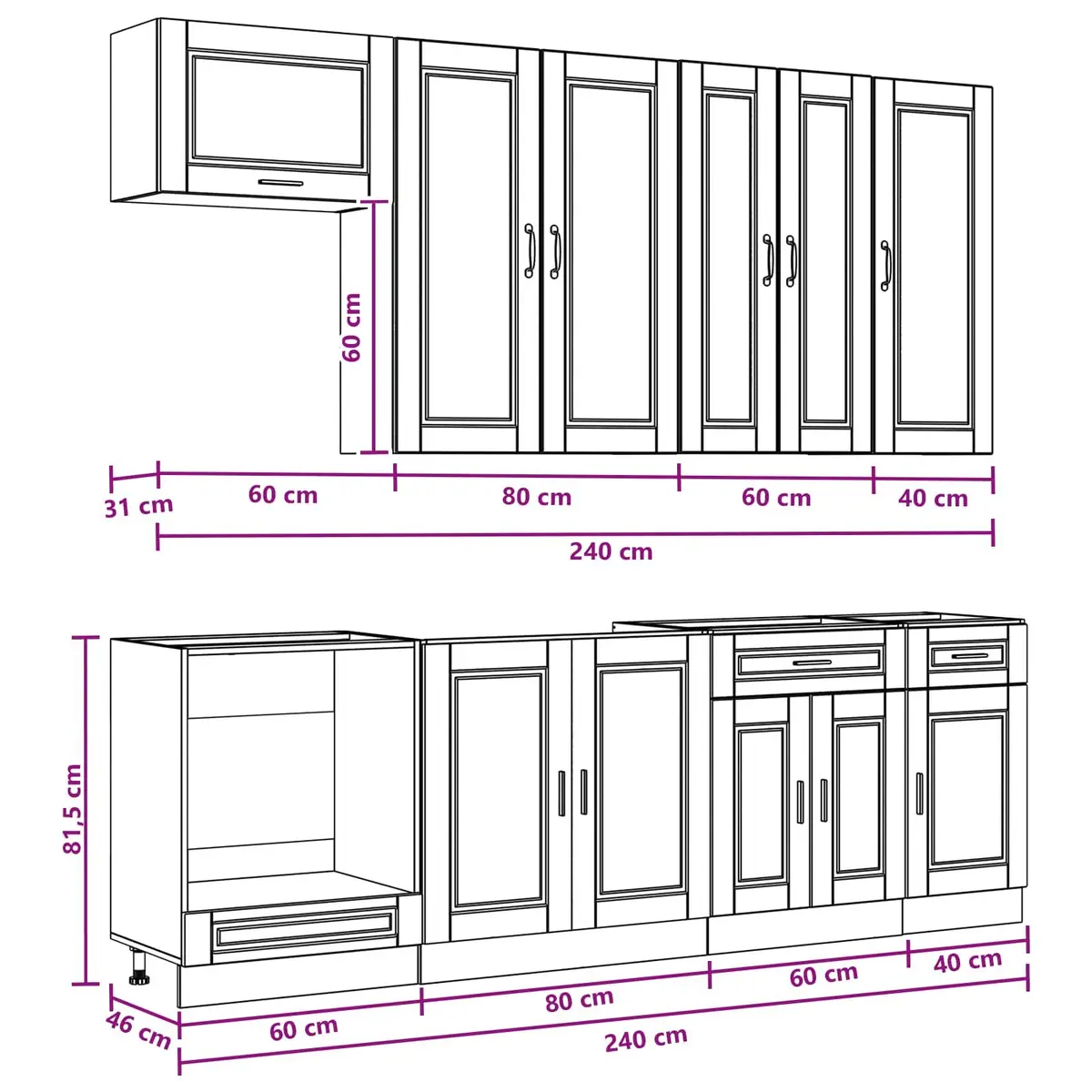 Kitchen Unit Storage Cabinet 8 Piece White Engineered Wood