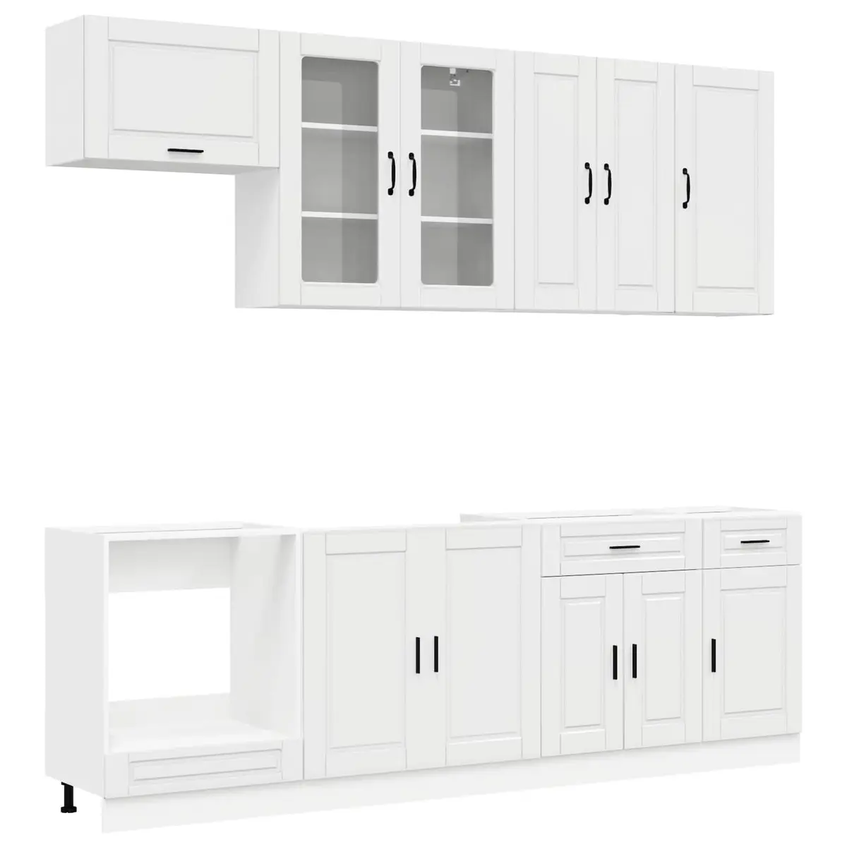 Kitchen Cabinet Set 8 Piece High Gloss White Engineered Wood Storage Unit