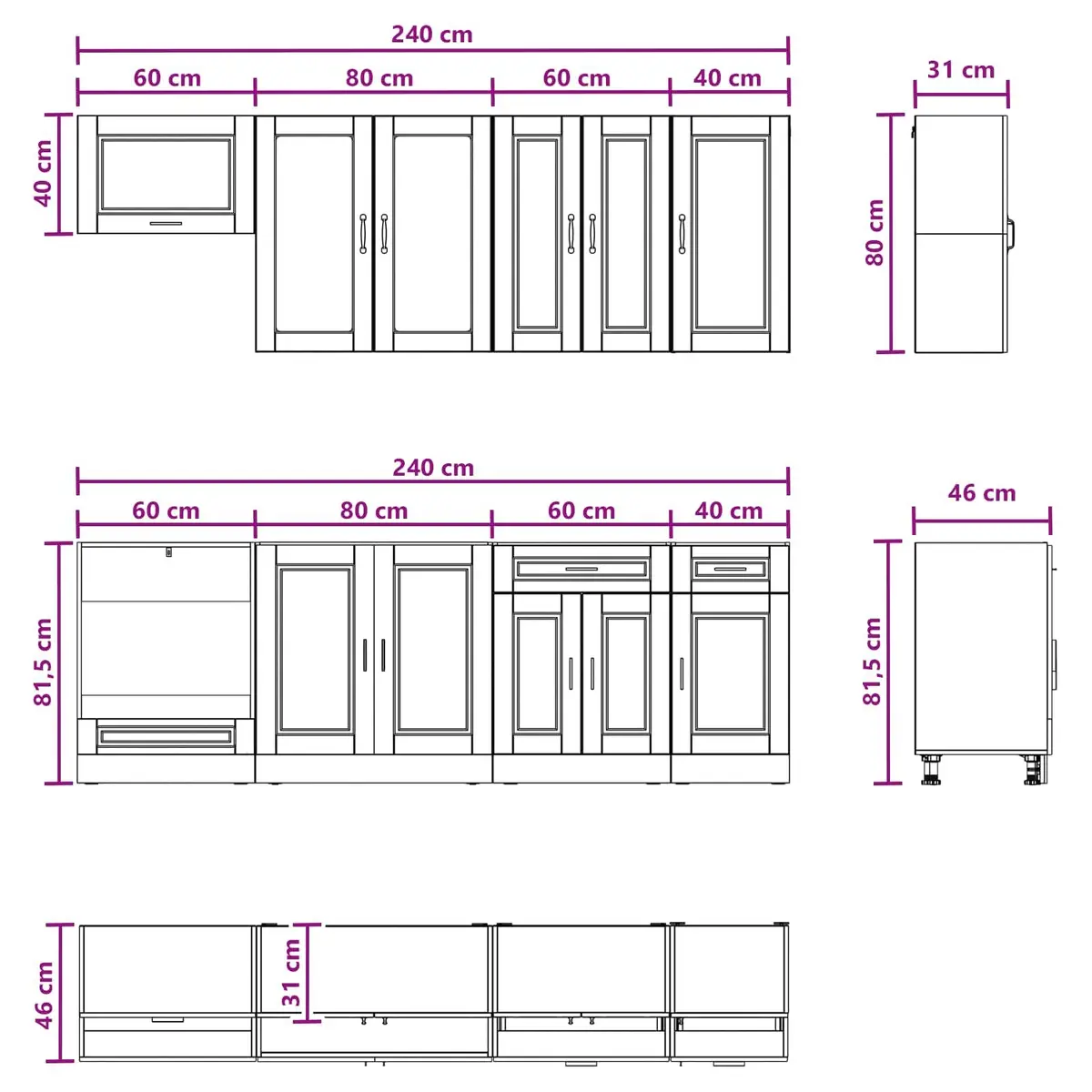 Kitchen Cabinet Set 8 Piece High Gloss White Engineered Wood Storage Unit