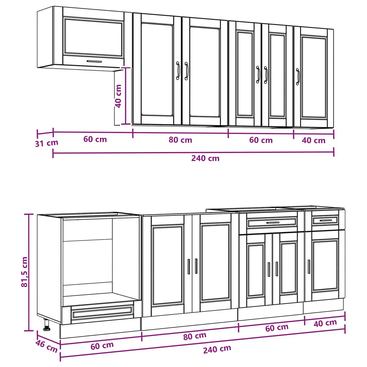 Kitchen Cabinet Set 8 Piece High Gloss White Engineered Wood Storage Unit
