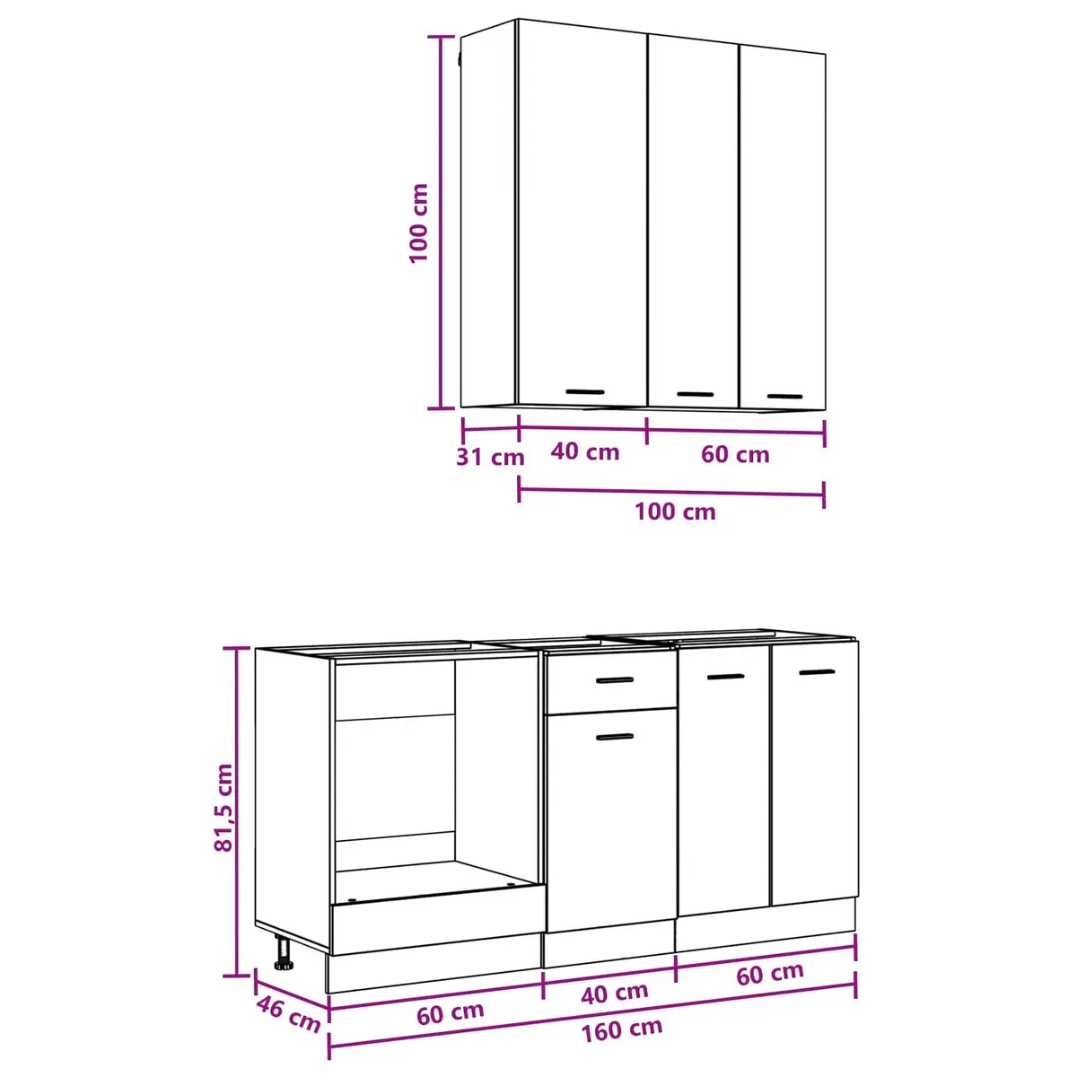 Kitchen Unit 5 Piece White Engineered Wood Modern Cabinet Storage Furniture