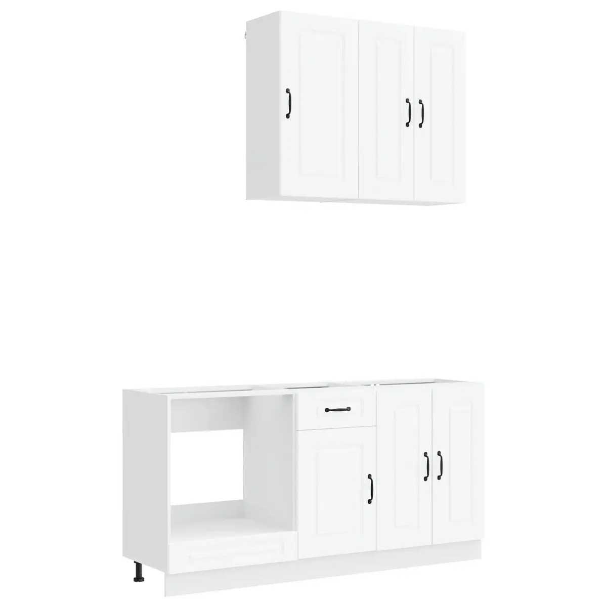 Kitchen Unit Storage Cabinets 5 Pieces White Engineered Wood Adjustable Shelves