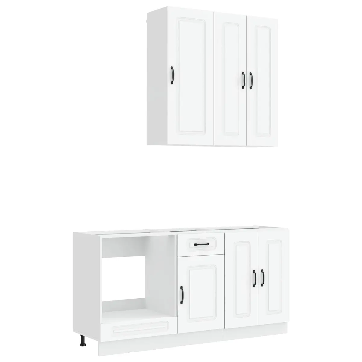 Kitchen Cabinet Unit 5 Piece White Engineered Wood Storage Organiser Adjustable