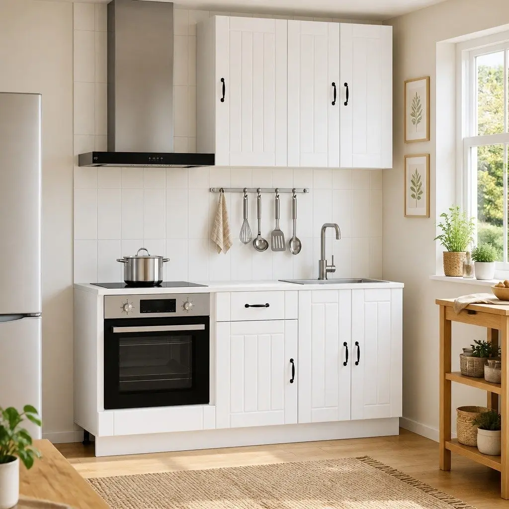 Kitchen Unit LUCCA 5 Piece White Engineered Wood Storage Cabinet Furniture