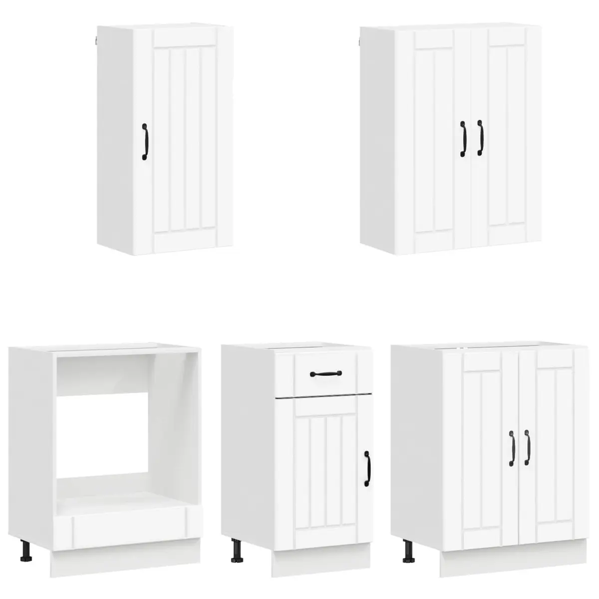Kitchen Unit Storage Cabinet 5 Piece White Engineered Wood
