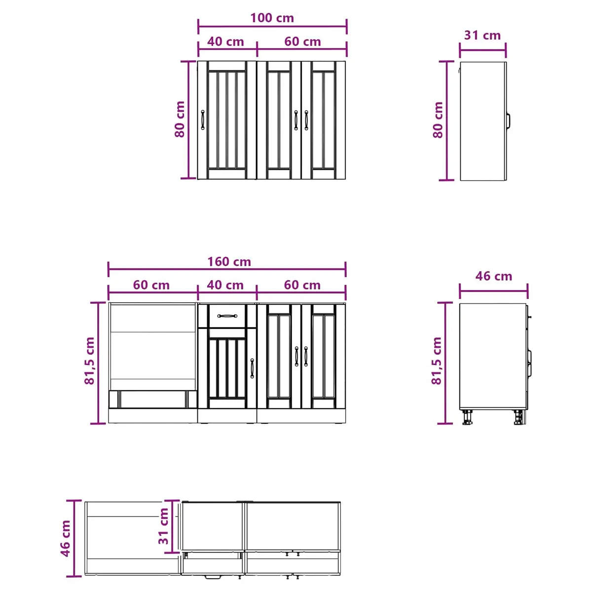 Kitchen Unit Storage Cabinet 5 Piece White Engineered Wood